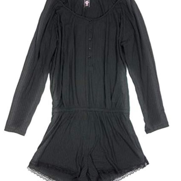 Victoria's Secret  Supersoft  Ribbed long sleeve Romper Black Large - Picture 4 of 4